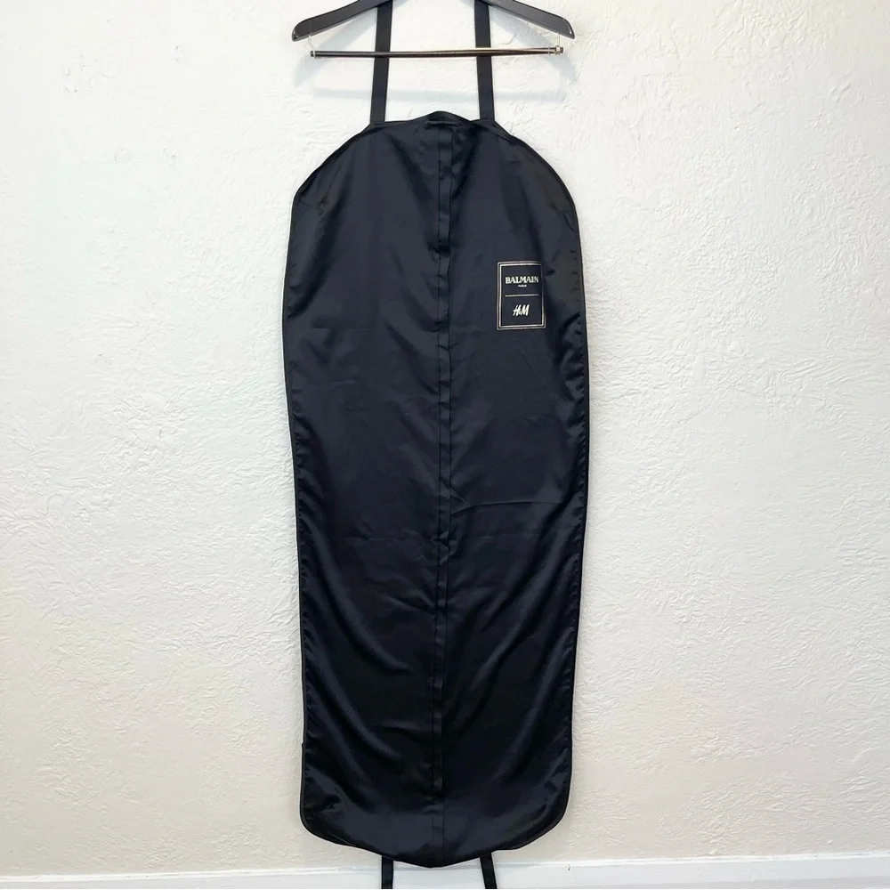 Balmain Paris H&M Garment Dust Bag Travel Black Satin 56x22